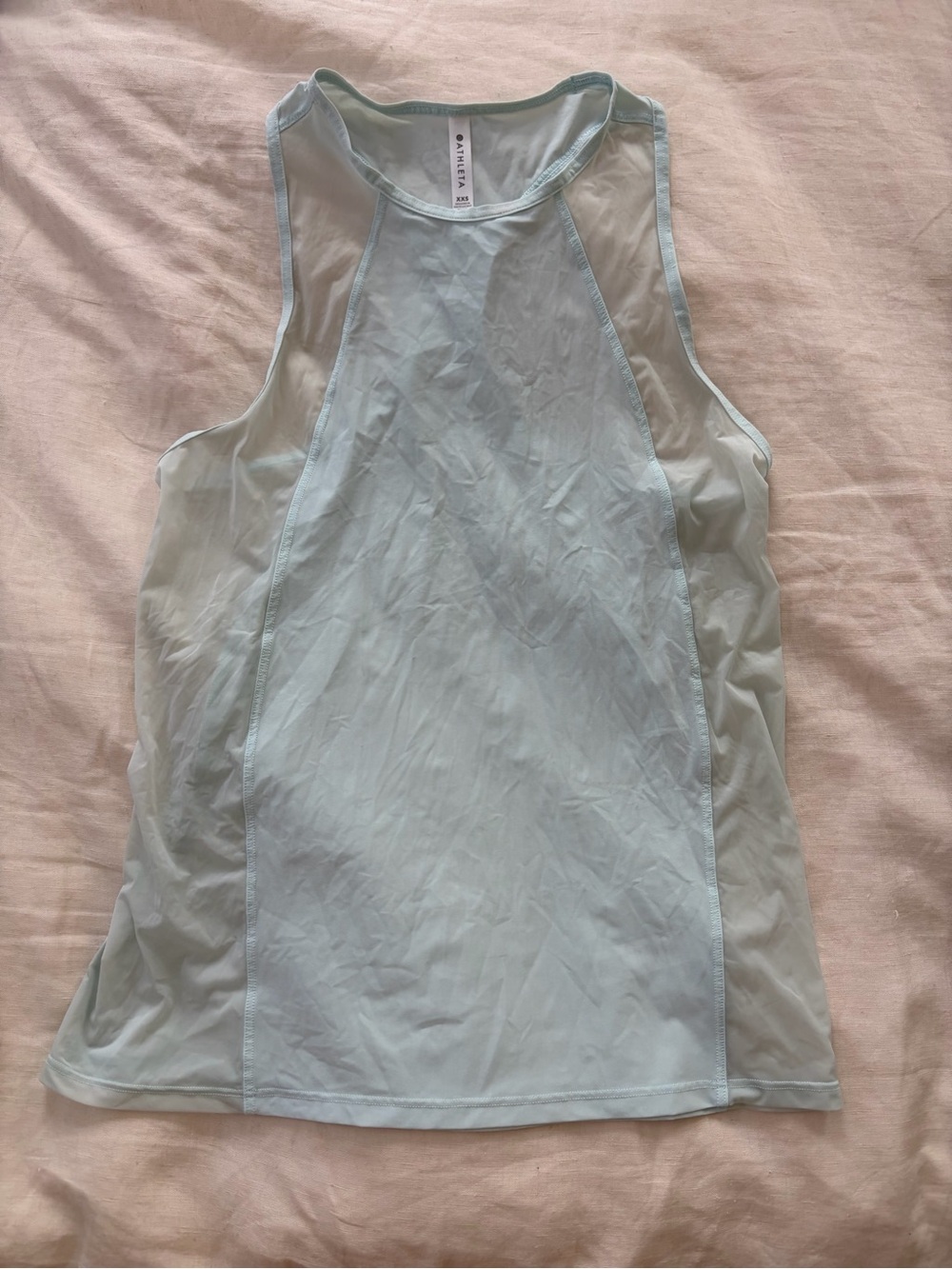 Athleta Pale Blue Mesh-Detail Athletic Tank